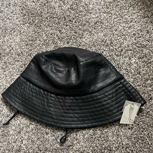 Faux leather bucket hat